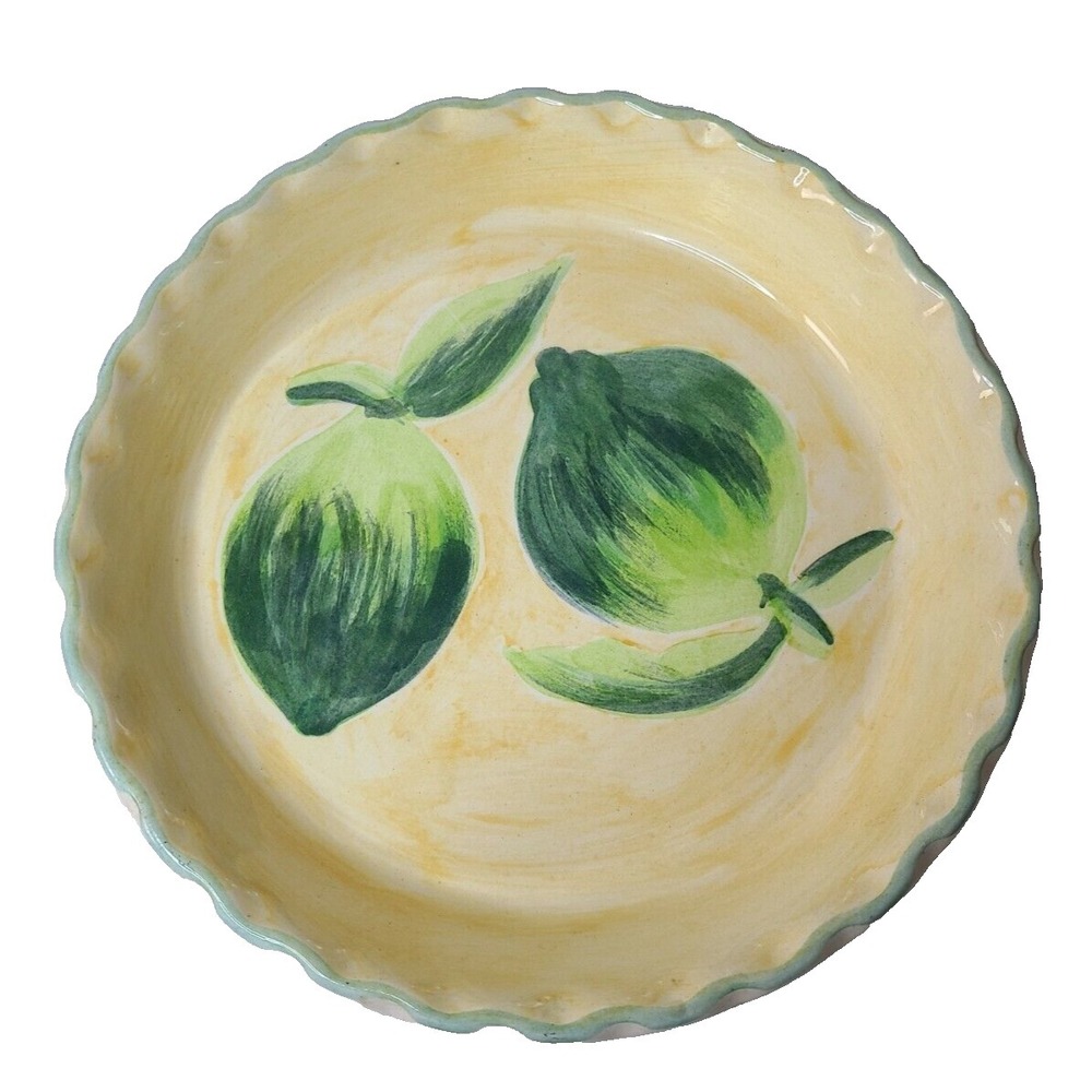 Vintage Laurie Gates Los Angeles Pottery Pie Plate Baking Dish Ceramic Lemons